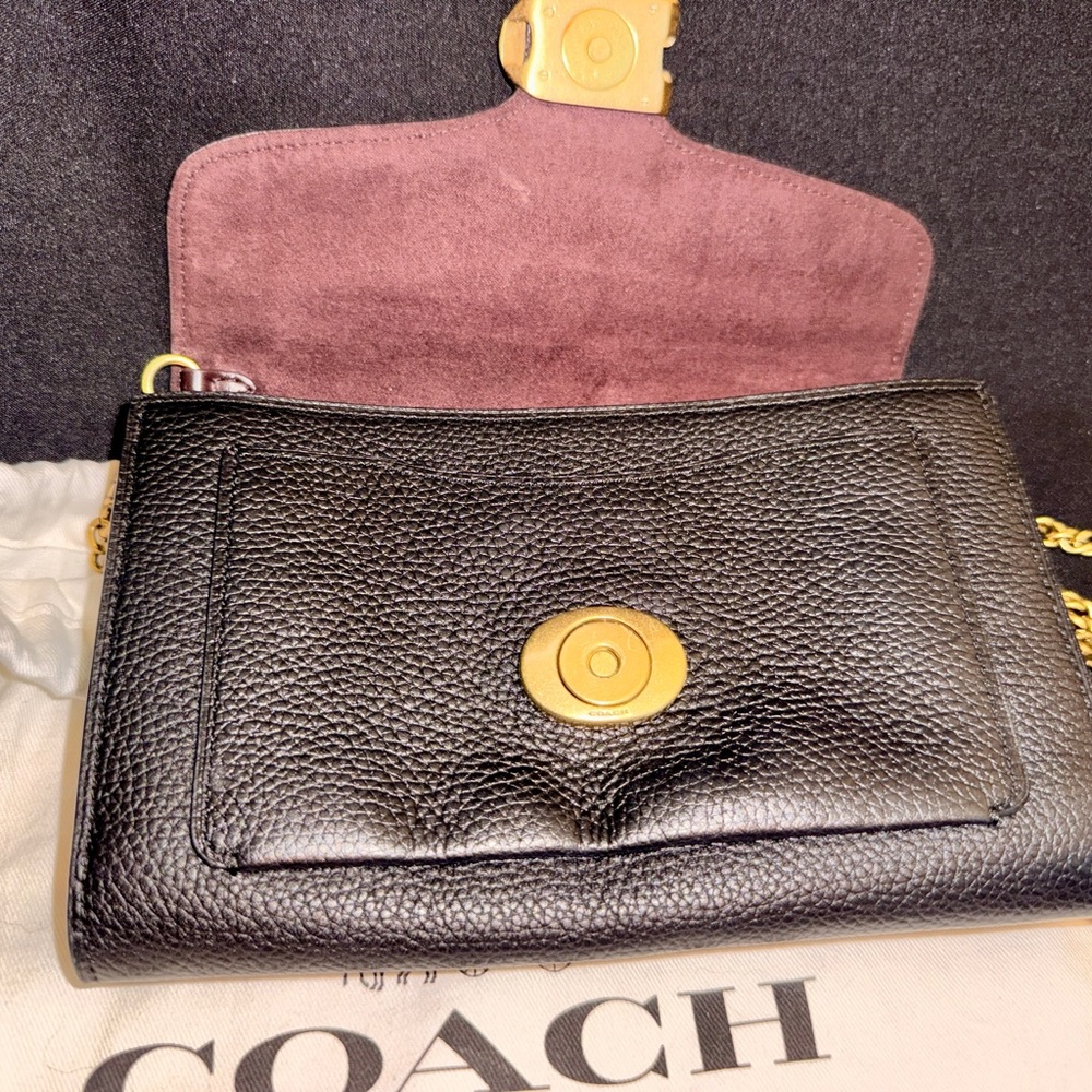 Coach Crystal C Tabby Chain Clutch Black & Gold - Picture 7 of 15